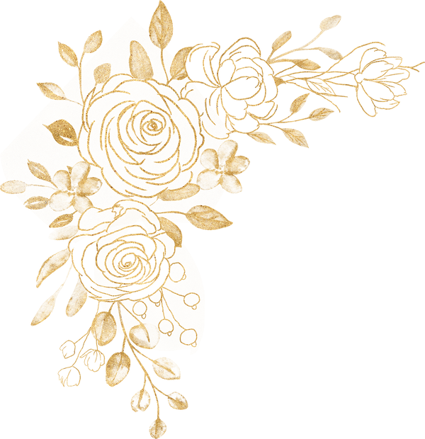 gold line art flower arrangement